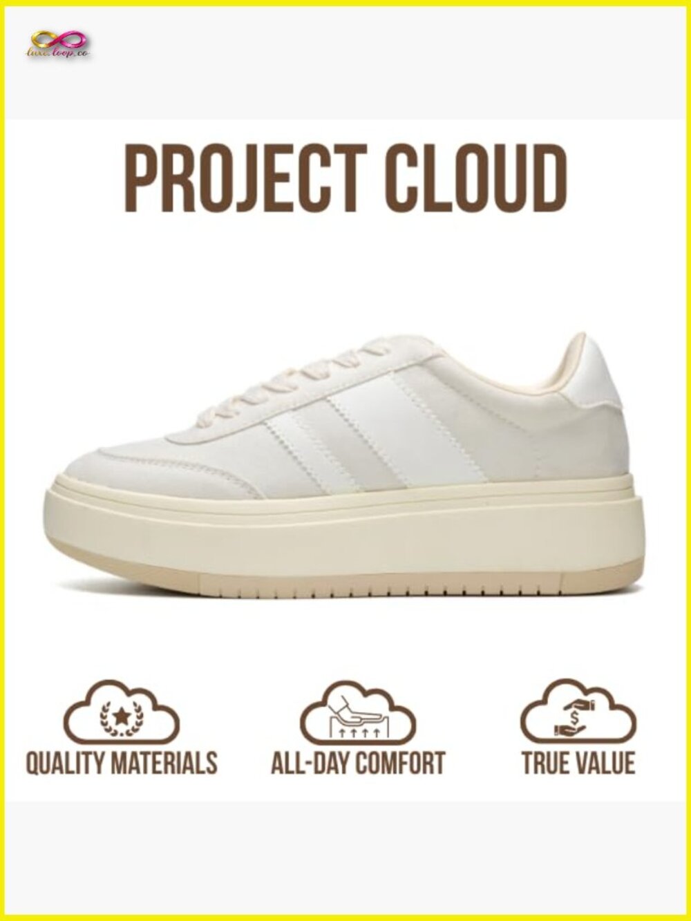 Platform Sneakers Lightweight Memory Foam Insole Non-Slip Fashion Footwear - Picture 3 of 5